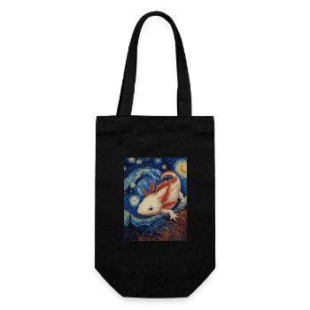 axolotl, van gogh, style, sternennacht - Geschenkbeutel für Flaschen - Schwarz - Vorne