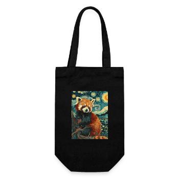 roter panda van gogh style - Geschenkbeutel für Flaschen - Schwarz - Vorne
