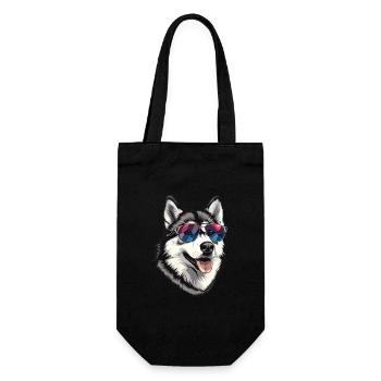 Alaskan Malamute, Hund, Sonnenbrille, Sommer - Geschenkbeutel für Flaschen - Schwarz - Vorne