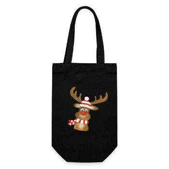 Weihnachtselch - Geschenkbeutel für Flaschen - Schwarz - Vorne
