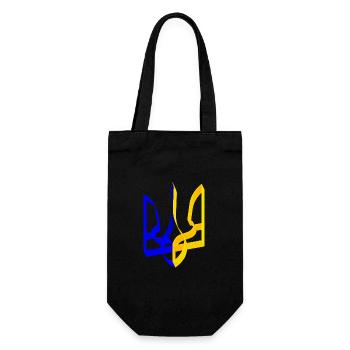 Ukraine Wappen Dreizack Gerfalke Trident Band V2 - Geschenkbeutel für Flaschen - Schwarz - Vorne