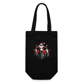 Motorradfahrer Weihnachten - Geschenkbeutel für Flaschen - Schwarz - Vorne