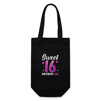 Sweet 16 BIRTHDAY GIRL - Geschenkbeutel für Flaschen - Schwarz - Vorne