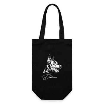 Dobermann Hundeportrait Hunde Hundesport Wilsigns - Geschenkbeutel für Flaschen - Schwarz - Vorne