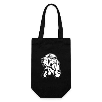 Basset Hound Portrait Hunde Hund Wilsigns - Geschenkbeutel für Flaschen - Schwarz - Vorne
