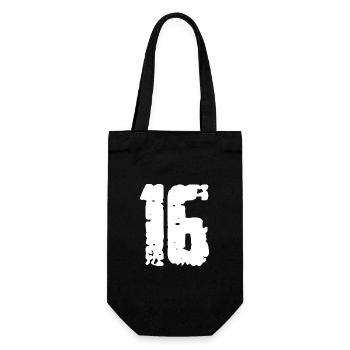 16 Zahl Vintage - Geschenkbeutel für Flaschen - Schwarz - Vorne