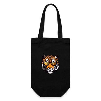 Tiger Kopf Porträt Cool - Geschenkbeutel für Flaschen - Schwarz - Vorne