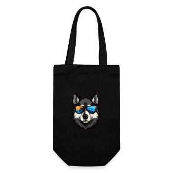 Husky Dog Head Portrait Cool - Gift Bag for Bottles - black - Front