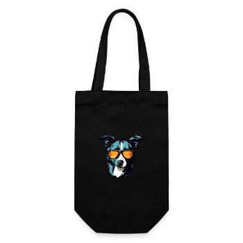 Border Collie Chien Tête Portrait Cool - Sac à bouteille - noir - Devant