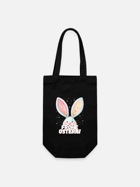 Frohe Ostern! Niedlicher Osterhase - Geschenkbeutel für Flaschen - Schwarz