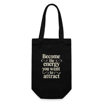 Motivationstext in beiger Vintage-Typografie - Geschenkbeutel für Flaschen - Schwarz - Vorne