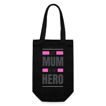 My Mum is my Hero - Geschenkbeutel für Flaschen - Schwarz - Vorne