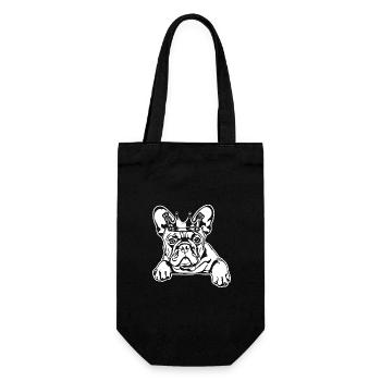 Französische Bulldogge Krone Hund Hunde Wilsigns - Geschenkbeutel für Flaschen - Schwarz - Vorne