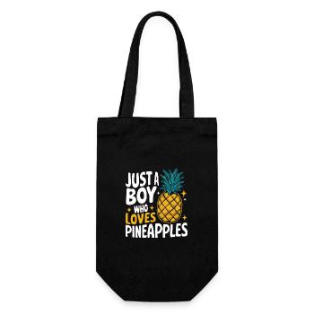 Ananas tropische hawaiianische Frucht - Geschenkbeutel für Flaschen - Schwarz - Vorne
