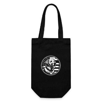 Labrador Retriever Lab mit amerikanischer Flagge - Geschenkbeutel für Flaschen - Schwarz - Vorne