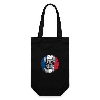 Französische Bulldogge Frenchie mit Sonnenbrille - Geschenkbeutel für Flaschen - Schwarz - Vorne