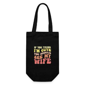 Si vous pensez que je suis mignon, vous devriez voir ma femme - Sac à bouteille - noir - Devant