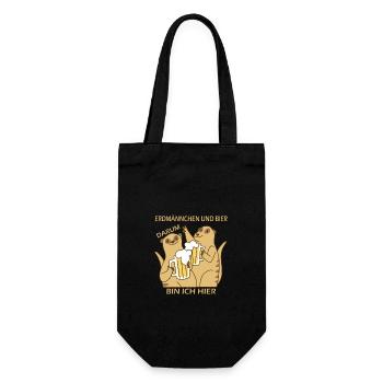 Erdmännchen und Bier darum bin ich hier - Geschenkbeutel für Flaschen - Schwarz - Vorne