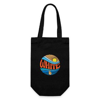Weißes Hemd Vintage Sonnenuntergang Weiß Groovy Batikfarbe - Geschenkbeutel für Flaschen - Schwarz - Vorne