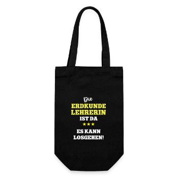 Geologin Outfit Erdkunde Lehrerin Spruch Geolehrer - Geschenkbeutel für Flaschen - Schwarz - Vorne