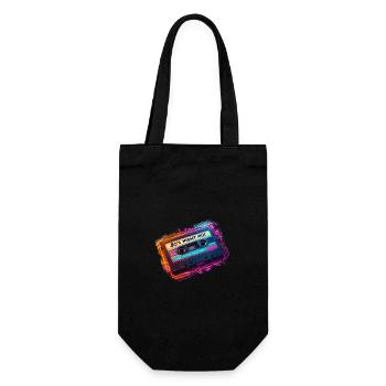 80's Night Mix retro Kassette Musik Mixtape Disco - Geschenkbeutel für Flaschen - Schwarz - Vorne