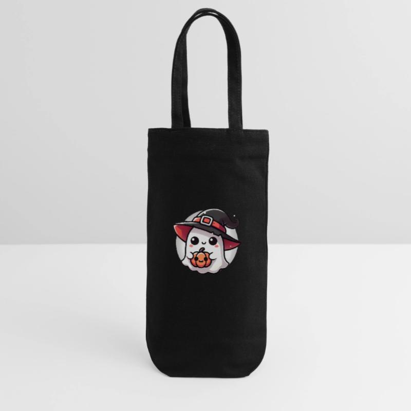 Fantôme d’Halloween mignon avec chapeau de sorcière Sac à bouteille