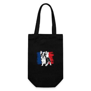 Französische Bulldogge Frenchie mit Sonnenbrille - Geschenkbeutel für Flaschen - Schwarz - Vorne