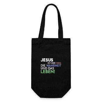 Jesus ist der Weg, die Wahrheit und das Leben - Geschenkbeutel für Flaschen - Schwarz - Vorne