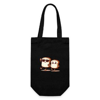 Cool Gluten Bread Duo Cartoon Design - Gift Bag for Bottles - black - Front