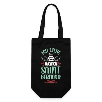 Ich liebe meinen Saint Bernard - Geschenkbeutel für Flaschen - Schwarz - Vorne