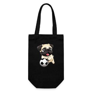Pug in football fever: star on the pitch - Gift Bag for Bottles - black - Front