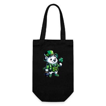St. Patrick's Polar Bear Cartoon Design - Gift Bag for Bottles - black - Front
