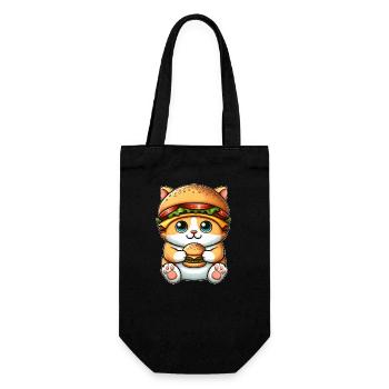 Chat fantaisiste avec hamburger chapeau Restauration rapide - Sac à bouteille - noir - Devant