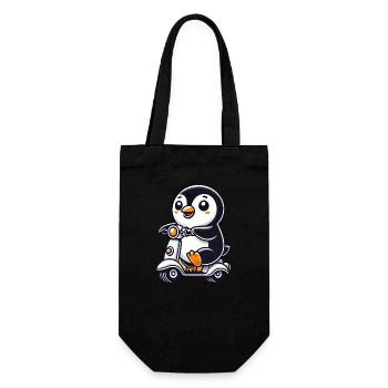 Whimsical Penguin Scooter Moped Funny Funny - Gift Bag for Bottles - black - Front