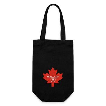 Canada - Ahornblatt mit Elch - Geschenkbeutel für Flaschen - Schwarz - Vorne