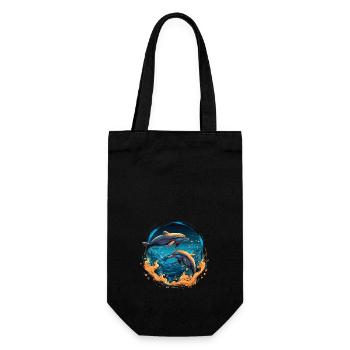 Dophins in the Sea - Gift Bag for Bottles - black - Front