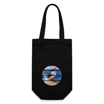 Puffin on a cliff - Gift Bag for Bottles - black - Front