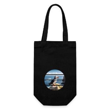Puffin on a cliff - Gift Bag for Bottles - black - Front