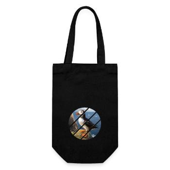 Puffin on a cliff - Gift Bag for Bottles - black - Front