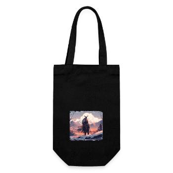 Samurai in snowy landscape - Geschenkbeutel für Flaschen - Schwarz - Vorne