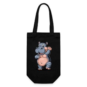 Niedliches Nipferd Baby mit Zung raus. Design - Geschenkbeutel für Flaschen - Schwarz - Vorne