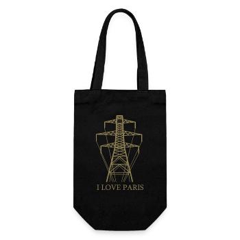 Strommast als Eiffelturm "I Love Paris" Satire - Geschenkbeutel für Flaschen - Schwarz - Vorne