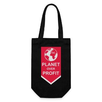 planet over profit Zitat - Geschenkbeutel für Flaschen - Schwarz - Vorne