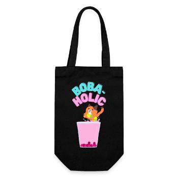 Bubble-tea cat / Boba-tea Cat - Geschenkbeutel für Flaschen - Schwarz - Vorne