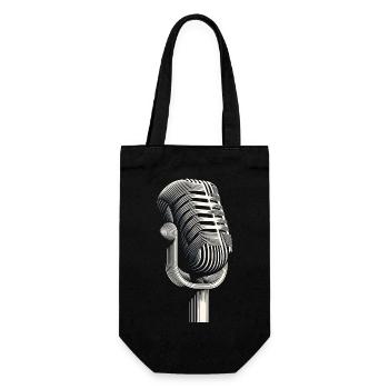 Elegantes Mikrofon-Design als Geschenke - Geschenkbeutel für Flaschen - Schwarz - Vorne