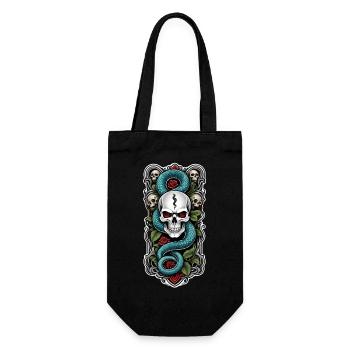 serpent squelette et tatouage - Sac à bouteille - noir - Devant