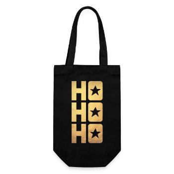 HO HO HO Gold Weihnachten Xmas Advent Luxus Stern - Geschenkbeutel für Flaschen - Schwarz - Vorne