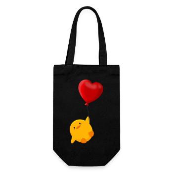 Cute chick floats on heart balloon - Gift Bag for Bottles - black - Front