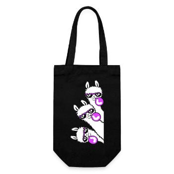 3 Llamas Chewing Gum Team Crew Friends Looking Sideways - Gift Bag for Bottles - black - Front
