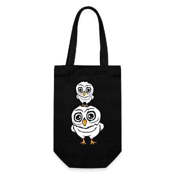 2 hiboux Papa Maman Enfant Bébé Famille Mère Père - Sac à bouteille - noir - Devant
